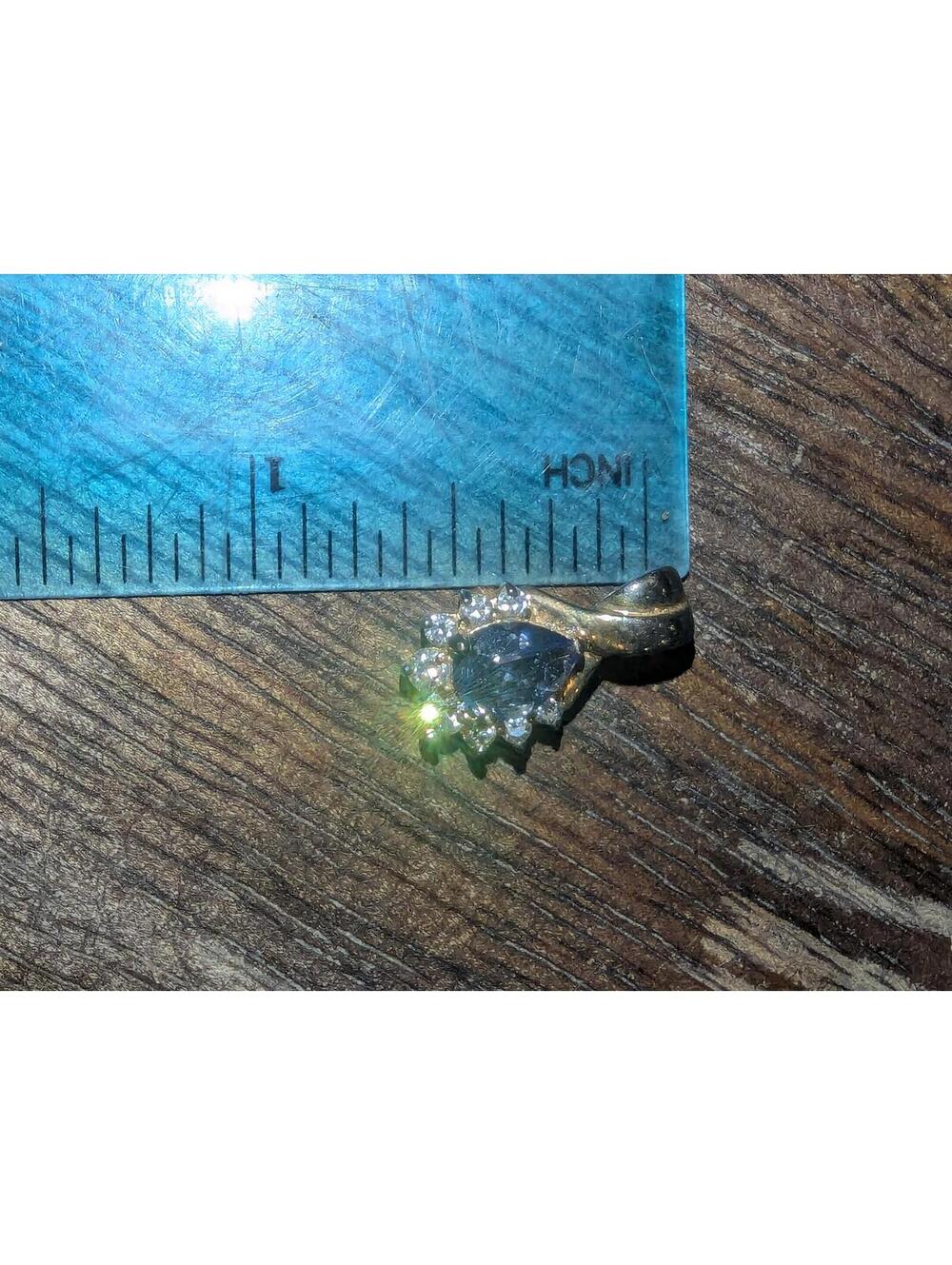 Elegant Blue Teardrop Pendant with Clear Stone Accents